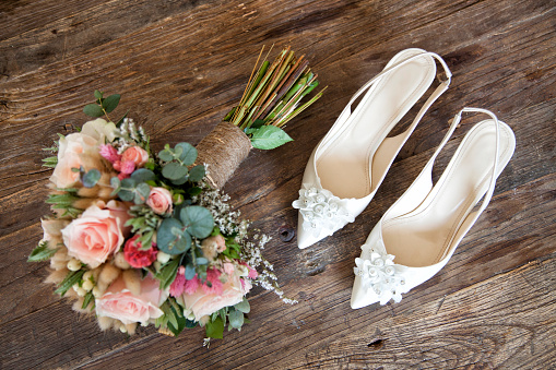 bridal flower and bridal shoes