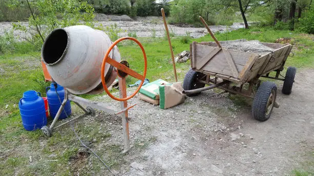 Concrete mixer on construction site