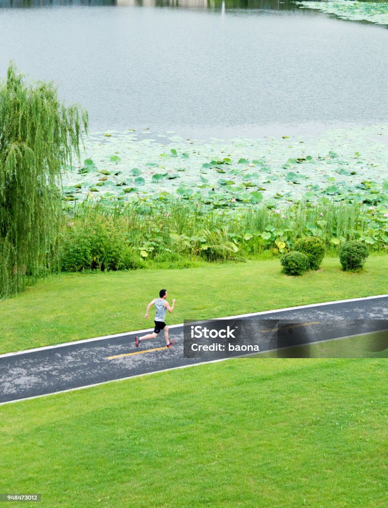 Running Man Path Man Running On A Path Stock Photo - Download Image Now - 30-39 Years ...