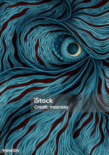istock Background illustration with mystic monster eye 948481314