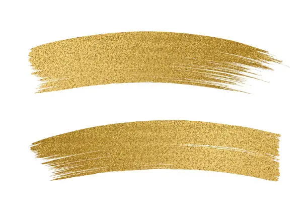 Vector illustration of Glitter golden brush stroke on white background