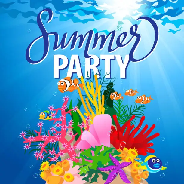 Vector illustration of Underwater Summer Party