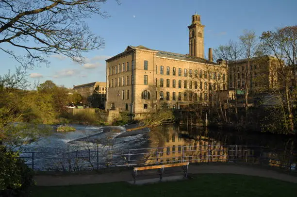 Saltaire Mill and The River Aire, Saltaire, Yorkshire