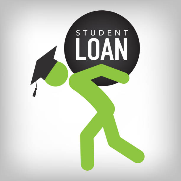 ilustrações de stock, clip art, desenhos animados e ícones de graduate student loan icon - student loan graphics for education financial aid or assistance, government loans, and debt - forgiveness