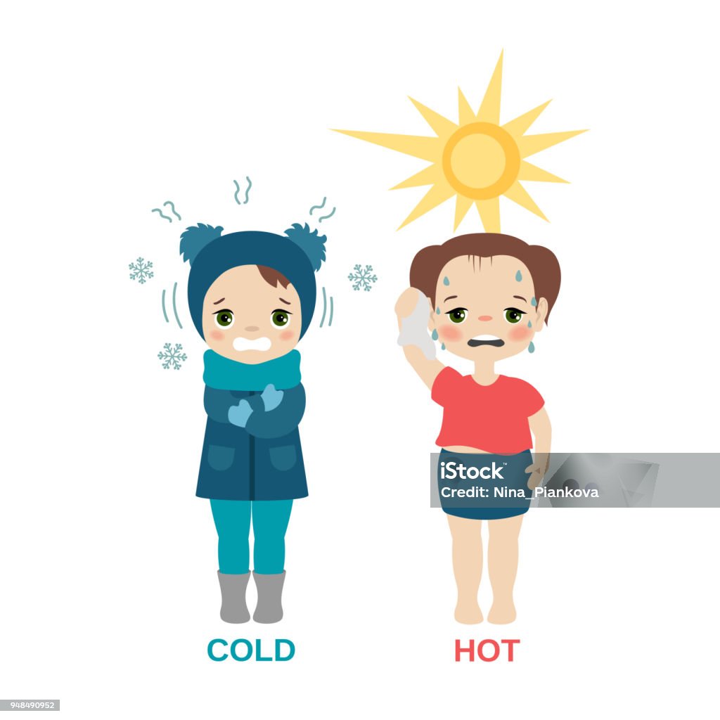 Hot And Cold Girl Stock Illustration - Download Image Now - Cold  Temperature, Heat - Temperature, Child - iStock