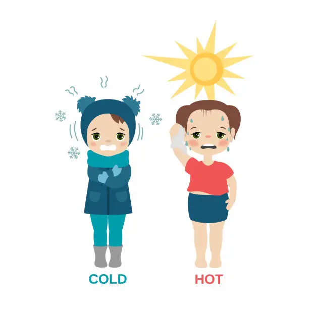 Vector illustration of Hot and cold girl.