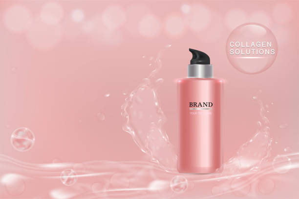 istock Cosmetic container with advertising background ready to use, liquid splash skin care ad 948491136