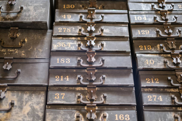 stacked metal safe box / vintage lockbox