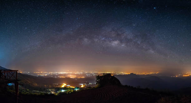 istock panorama night landscape mountain and milky way  galaxy background , panoramic thailand  , long exposure , low light 948494954