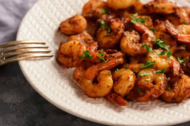 istock Spicy moroccan shrimp, mediterranean cuisine. 948507334