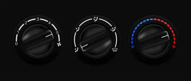 Vector illustration of Car switches. Air conditioning system control