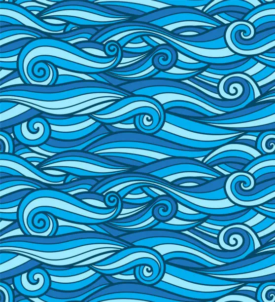 Vector illustration of Vector seamless blue water waves pattern