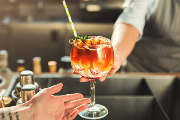 istock Closeup of alcohol cocktail in cafe 948510696