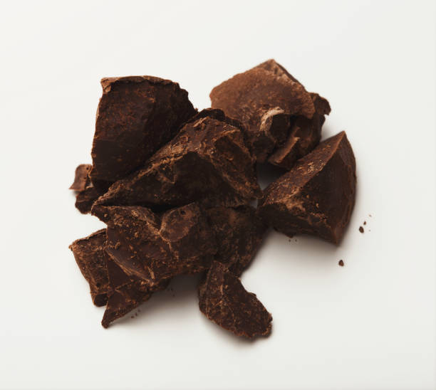 istock Heap of chocolate pieces isolated on white 948511446