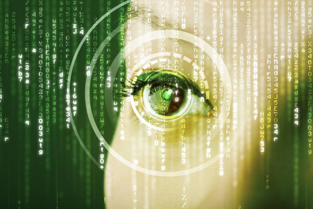 istock Modern cyber woman with matrix eye 948511660