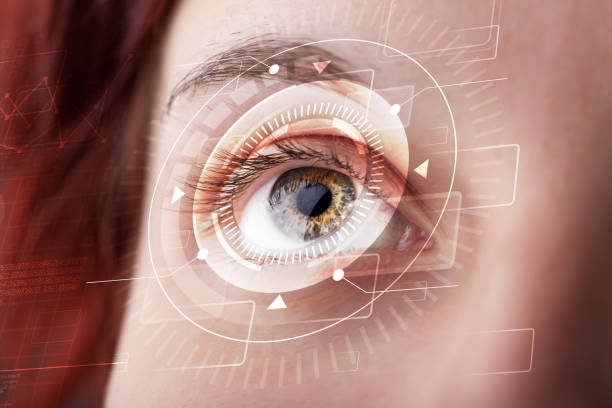 istock Cyber girl with technolgy eye looking 948511716