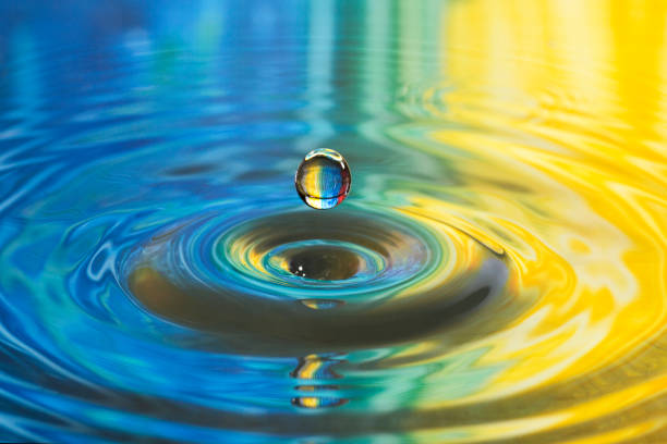 istock colored water splash, background of a drop falling into the water 948515246