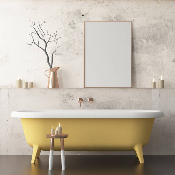 モダンなバスルーム モックアップの 3 d スタイルします。 - bathroom contemporary office sparse ストックフォトと画像