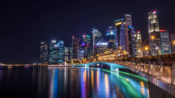 istock Cityscape night light view of Singapore 6 948524848
