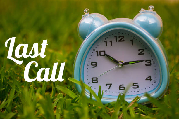 istock Last Call, Business Concept - text showing Last call with a clock on grass 948525178