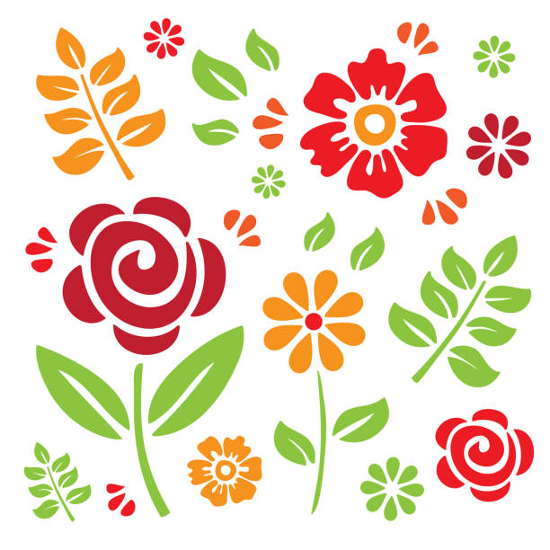 Floral Elements vector art illustration