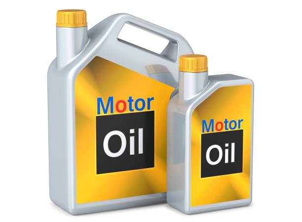 istock Set of canisters motor oil. 3D render, isolated on white background. 948532352