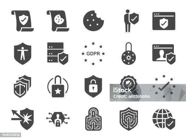 Privacy Policy Icon Set Included The Icons As Security Information Gdpr Data Protection Shield Cookies Policy Compliant Personal Data Padlock And More Stock Illustration - Download Image Now