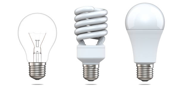 istock 3d rendering set of tungsten bulb, fluorescent bulb and LED bulb. 3d illustration, evolution of energy saver lamps, isolated on white background 948539496