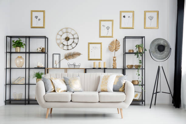 istock Sofa in gold living room 948551048