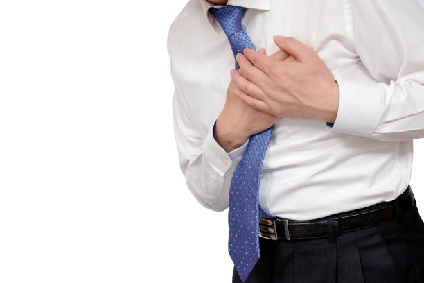 istock Businessman with heart attack. With copy space. 948551958