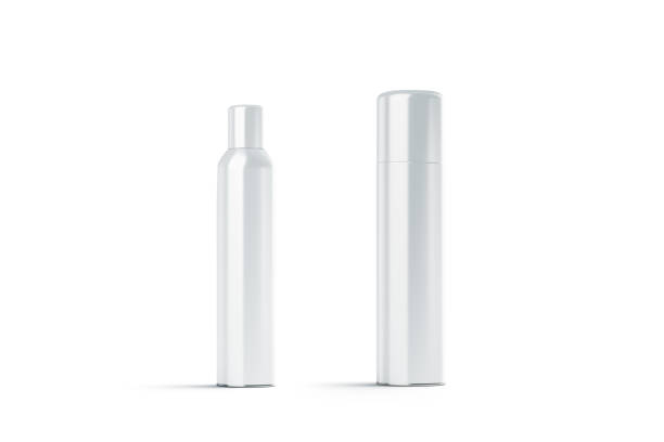 istock Blank white steel closed hairspray bottle mockup 948555772