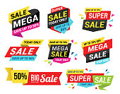 Vector illustration of the sale tags set.