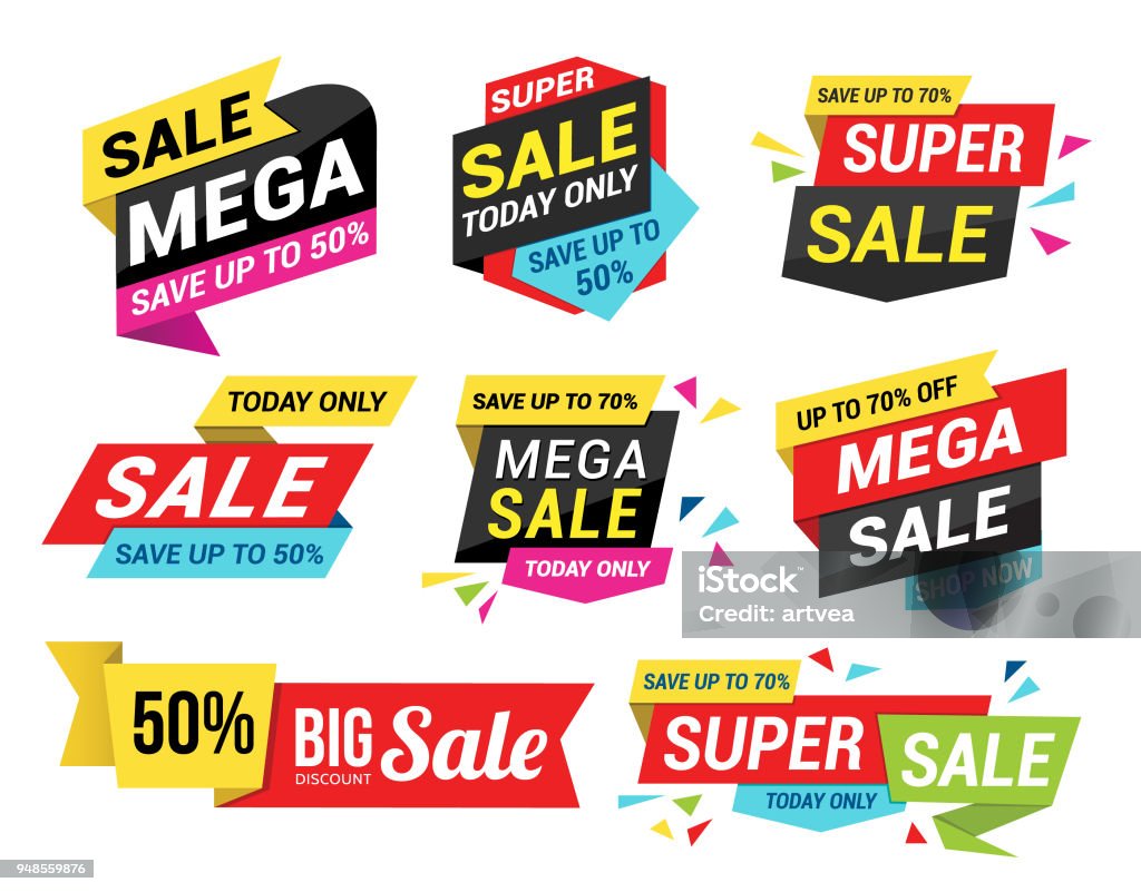 Sale Tags Vector illustration of the sale tags set. Sale stock vector