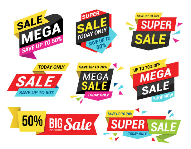 Sale Tags Vector illustration of the sale tags set. black friday sale sign stock illustrations
