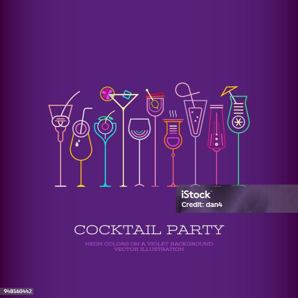 Cocktail Party Vector Poster Design Stock Illustration - Download Image Now - Cocktail Party, Cocktail, Invitation