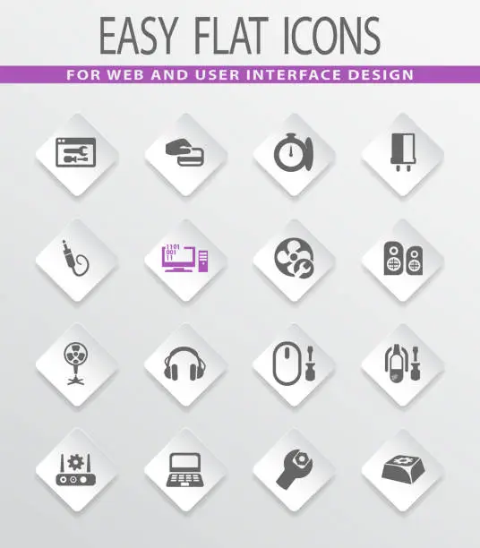 Vector illustration of Electronic repair icons set