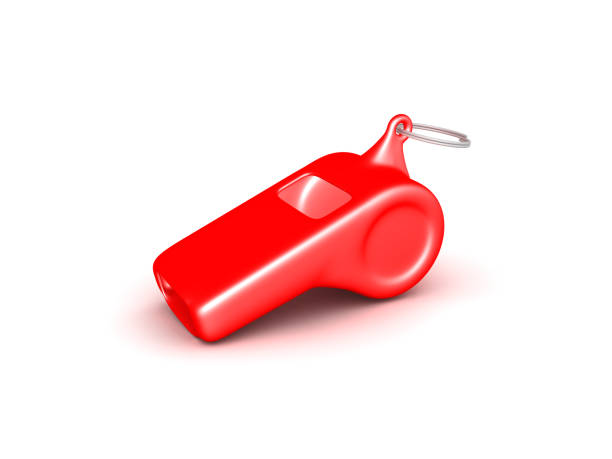 istock 3D illustration of a red whistle place on the floor 948570574