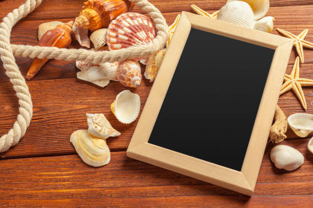 istock Beach accessories on wooden background 948571806