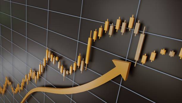 istock Trading chart and candlestick of gold, 3d illustration 948574724