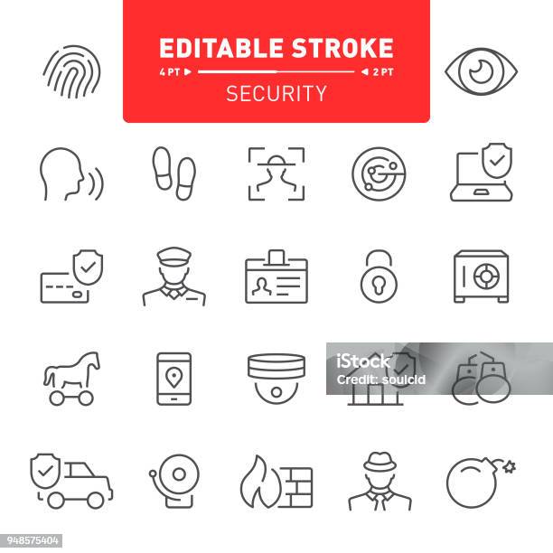 Security Icons Stock Illustration - Download Image Now - Icon Symbol, Footprint, Security Guard