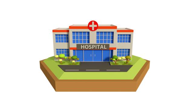 istock Low poly hospital scene, 3d illustration 948575884