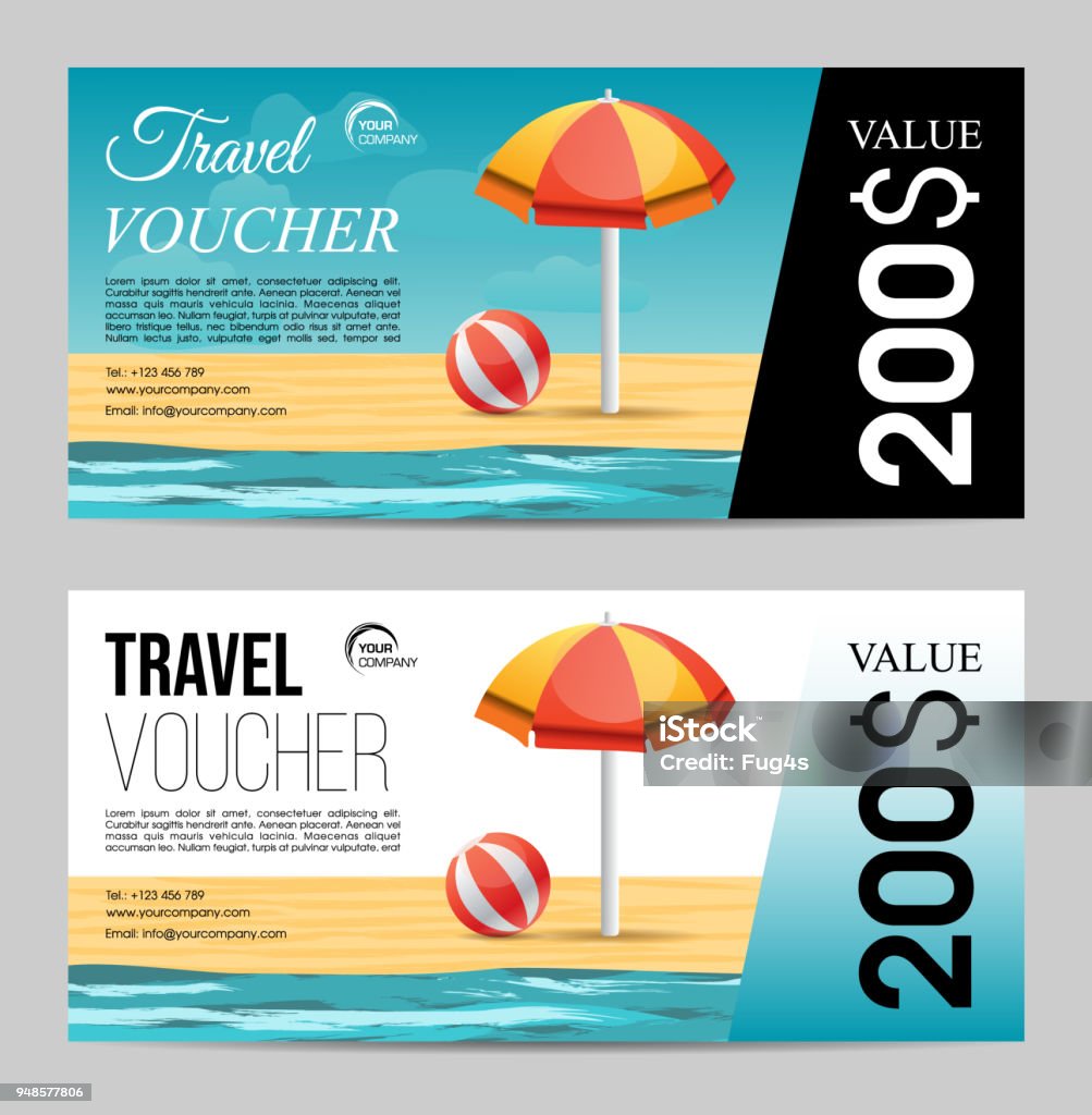 Voucher Du Lịch Mùa Hè Với Ô Dù Bãi Biển Và Biển Hình minh họa Sẵn có - Tải xuống Hình ảnh Ngay bây giờ - Ban ngày, Biển, Biểu ngữ -