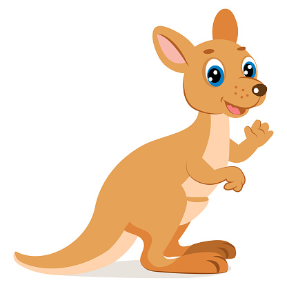 Kangaroo Encounter. Cute Funny Wallaby Vector Illustration. Cartoon Australian Animals Vector. Endangered Animals.