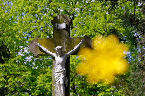istock Blossoming yellow Flower with Christian Cross 948589234