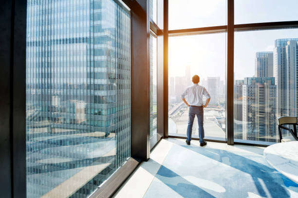 istock Businessman standing and looking at cityscape 948598090