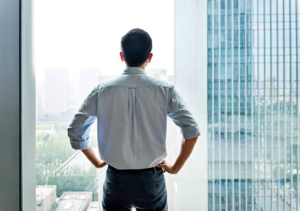 istock Businessman standing and looking at cityscape 948600322