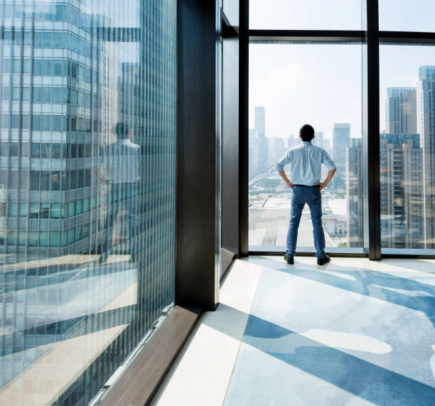 istock Businessman standing and looking at cityscape 948600528