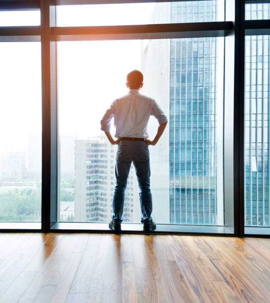 istock Businessman standing and looking at cityscape 948601256