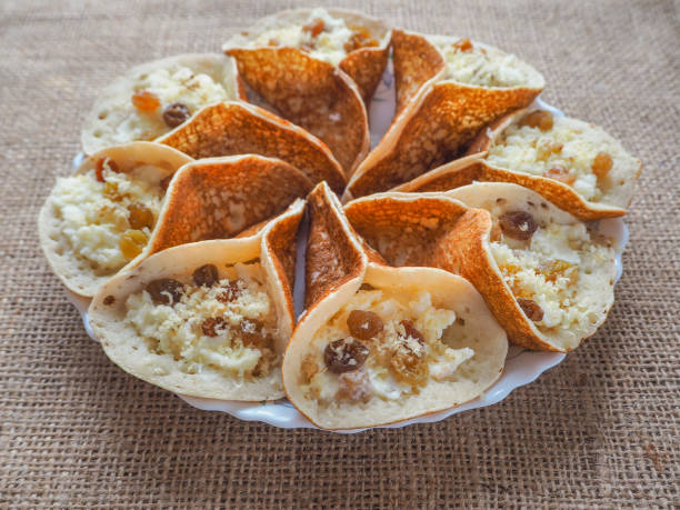 istock Moroccan pancakes with herbal tea. Middle Eastern food. 948610234