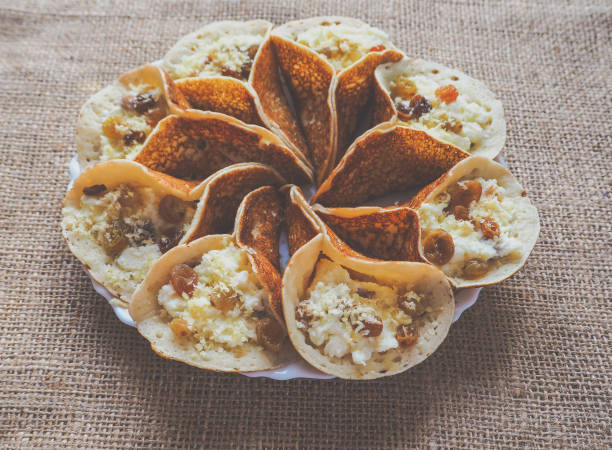 istock Moroccan pancakes with herbal tea. Middle Eastern food. 948610306
